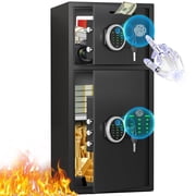 6.5 cuft Large Biometric Safe with Double Door, Fingerprint & Digital Keypad Security Safe Cabinet with Drop Slot for Home Office Hotel, Alloy Steel Heavy Duty Money Box for Jewelry Cash Documents
