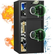 Riflewell Fingerprint Safe - 6.0 Cu ft Large Safe Box Fireproof Waterproof,Money Safe with Mute-Function & Dual Alarm System,Home Safe with Deposit Slot & LED Light,for Home,Business,Valuables
