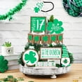 thumbnail image 1 of Riforla 1 Set of St. Patricks Day Tiered Tray Decor Wooden Table Signs Green Block Party Wood Table Centerpieces with Holder for St. Patricks Home Holiday Decor, 1 of 8