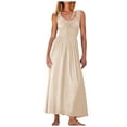 thumbnail image 1 of Riforla 2024 Women Summer Sleeveless Smocked Empire Waist Tank Dress Summer Beach Tiered Long Dresses Midi Dress for Women Beige XXL, 1 of 7