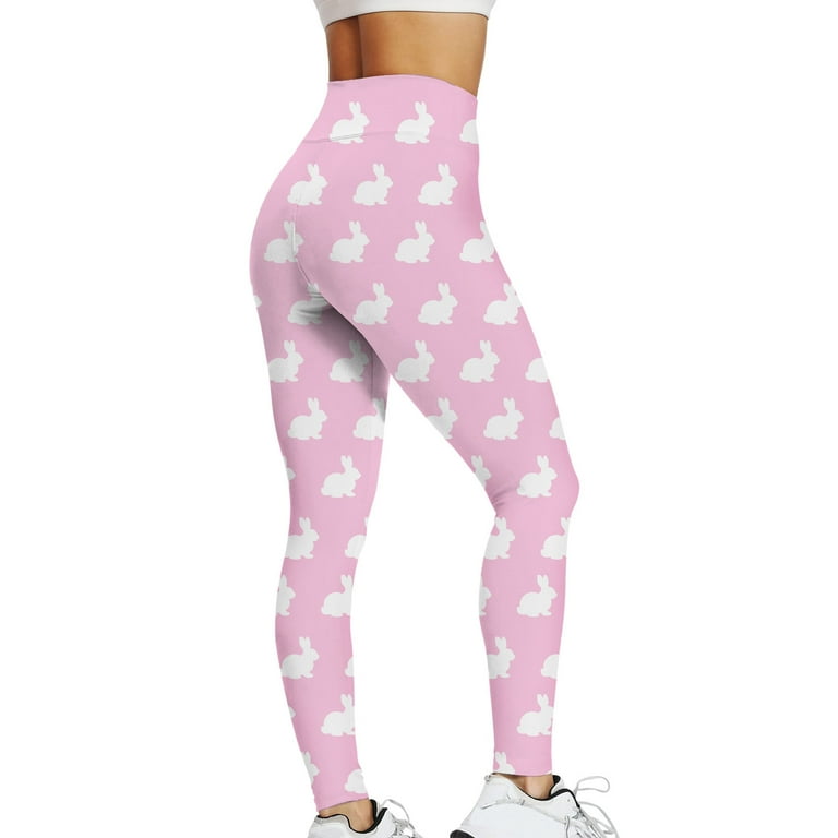 Riforla 2024 Women's Casual Stretchable Easter Printed Tight Lifting  Fitness Yoga Leggings (2) Pants for Women Pink M