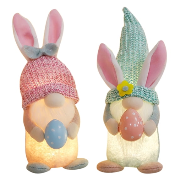 Riforla 2PCS Easter Decoration Ornaments Rabbit Plush Doll Rudolph Doll with Egg Soft Plush Toy for Boys Girls C_2PCS
