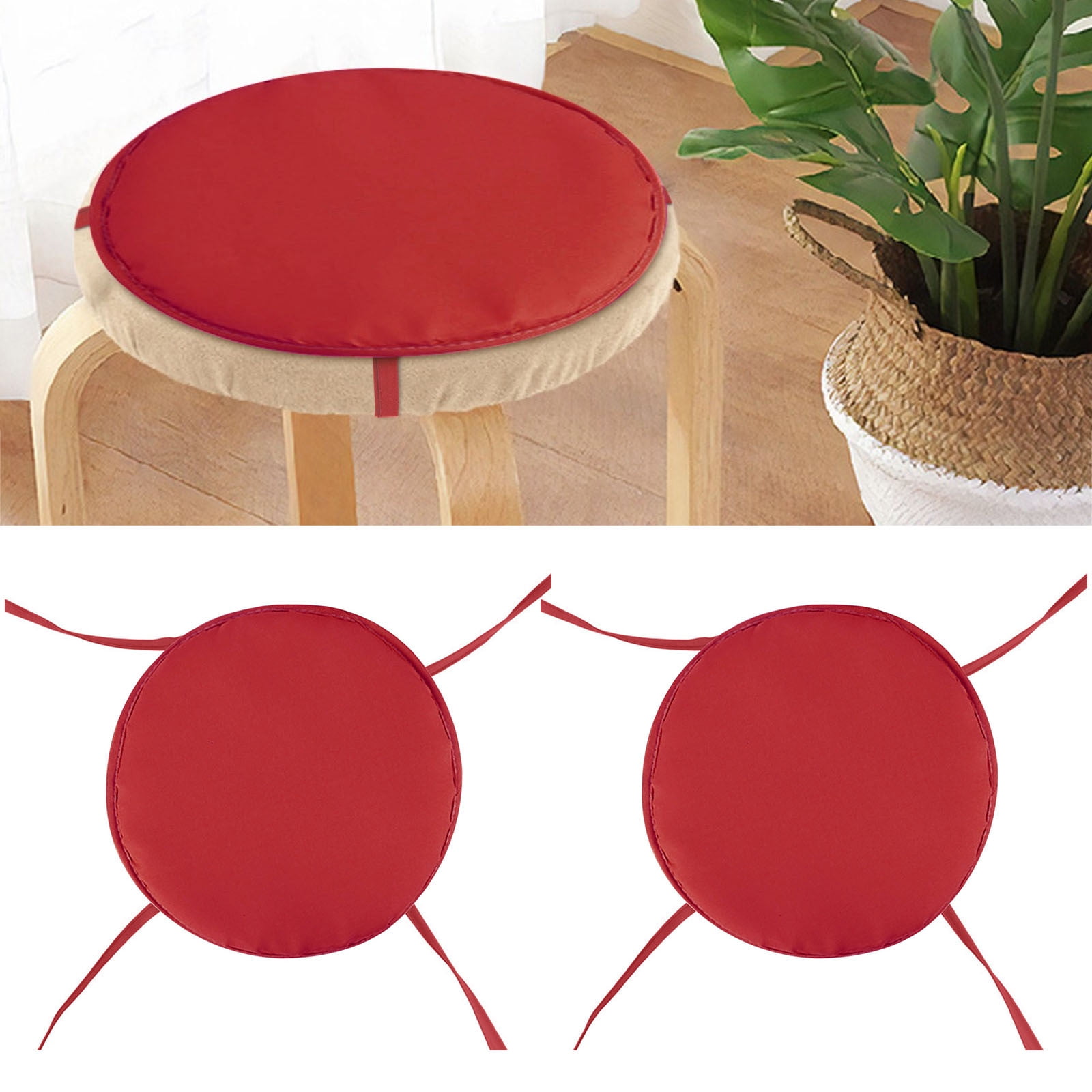 Riforla 2Pcs Round Chair Cushion Candy Color Seat Cushions with Drawstring Home Decor Pillow Throw Pillows Office Chair Cushion 38Cm Red 38cm