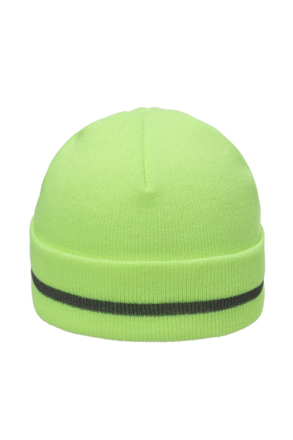 Adult Reflective Knit Beanie Hats Warm Winter Hats Headwear for Work,Running Baseball Caps Green