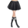 thumbnail image 1 of Riforla Adult Women's Carnival Tutu Skirt Set with Thigh High Socks Dance Performance Festival Womens Skirts Black One Size, 1 of 2