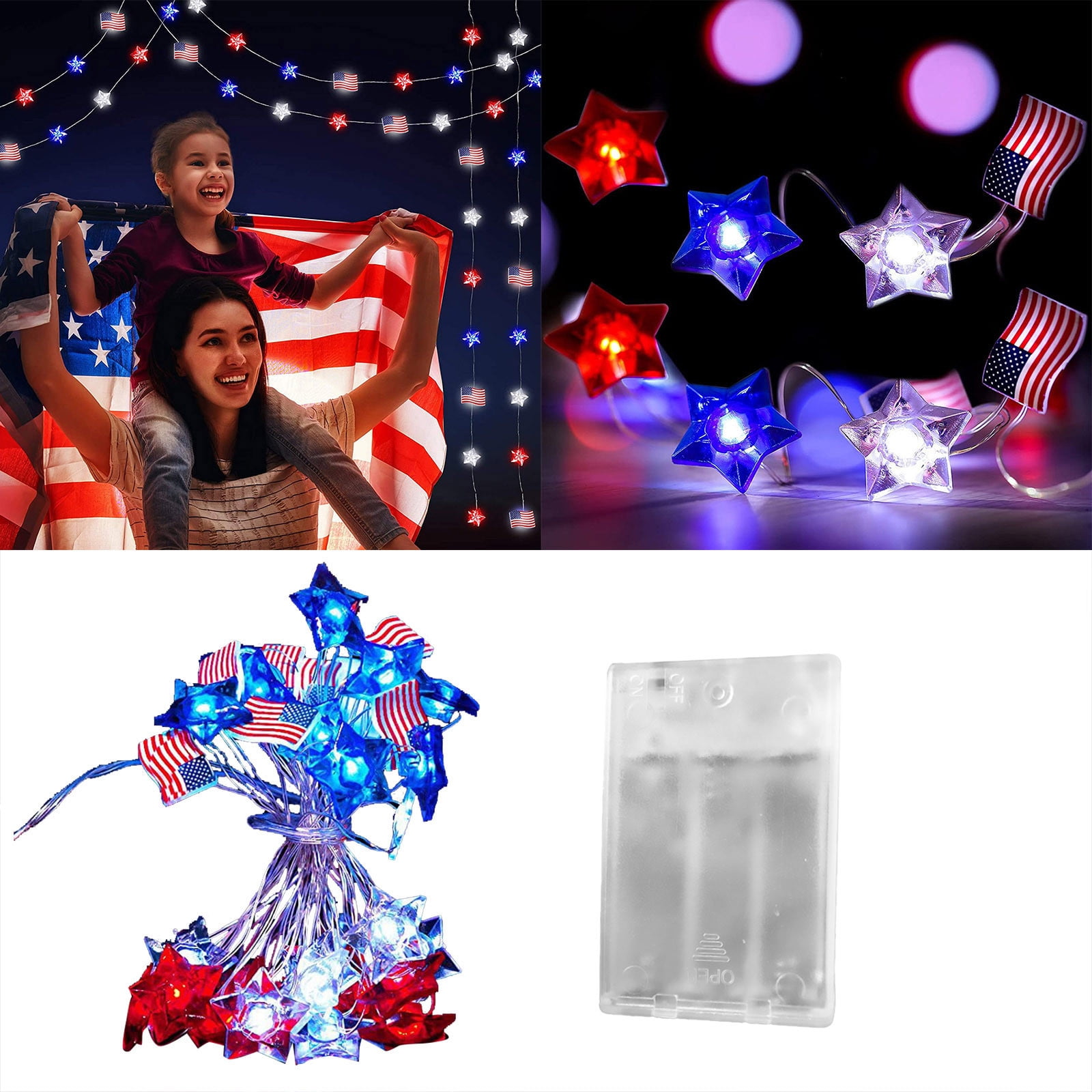 Riforla American Flag Light String Independence Day Decorative String ...