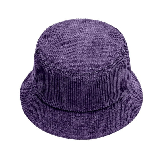 Riforla Autumn Winter Corduroy Fisherman Hat Unisex Street Style Beret Hat Adjustable Bucket Cap Bucket Hats Purple
