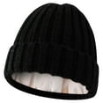 thumbnail image 1 of Riforla Autumn and Winter Hats for Women Solid Warm Knit Ding Hat Wool Hat Bomber Hats Black, 1 of 3