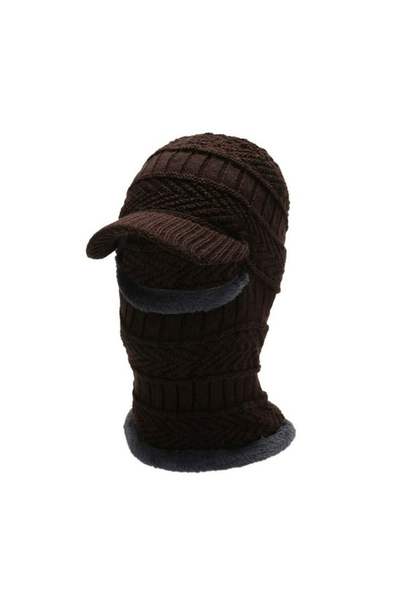Autumn and Winter Outdoor Warmth Covering Face Riding Neck Integrated Pullover Hat Knitted Hat Bomber Hats Brown_001