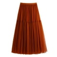 thumbnail image 1 of Riforla Autumn and Winter Skirt Female Half Swing Long Skirt High Waist Cake Mesh Skirts for Women Trendy Orange One Size, 1 of 5