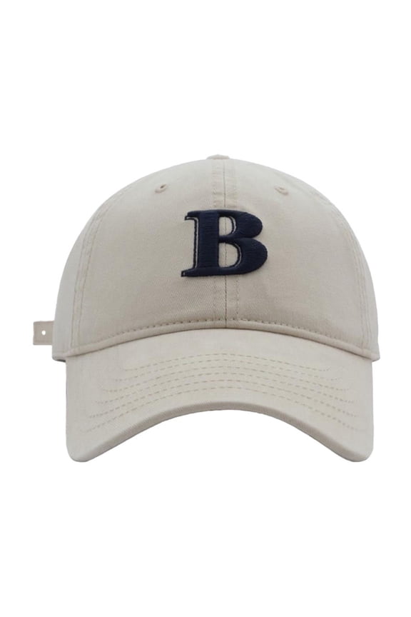 B Letter Embroidery Baseball Cap Unisex Korean Fashion and Versatile Cap Hats for Woman White