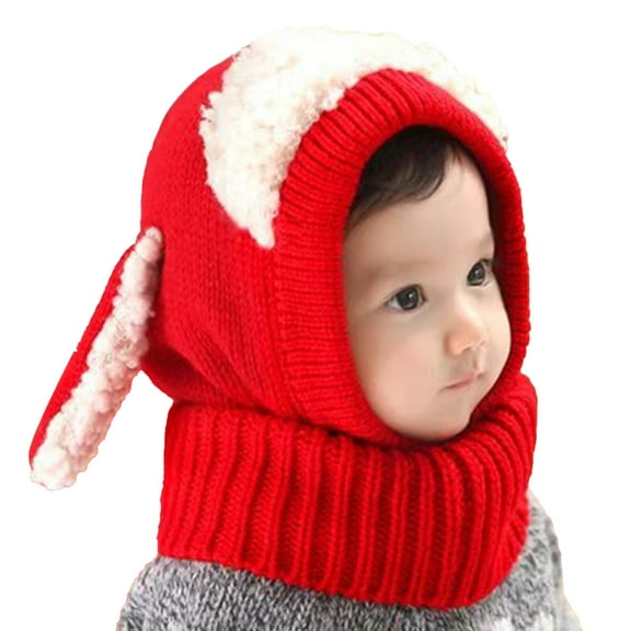 Riforla Baby Girls Boys Winter Hat Scarf Earflap Hood Scarves Caps Bomber Hats Red