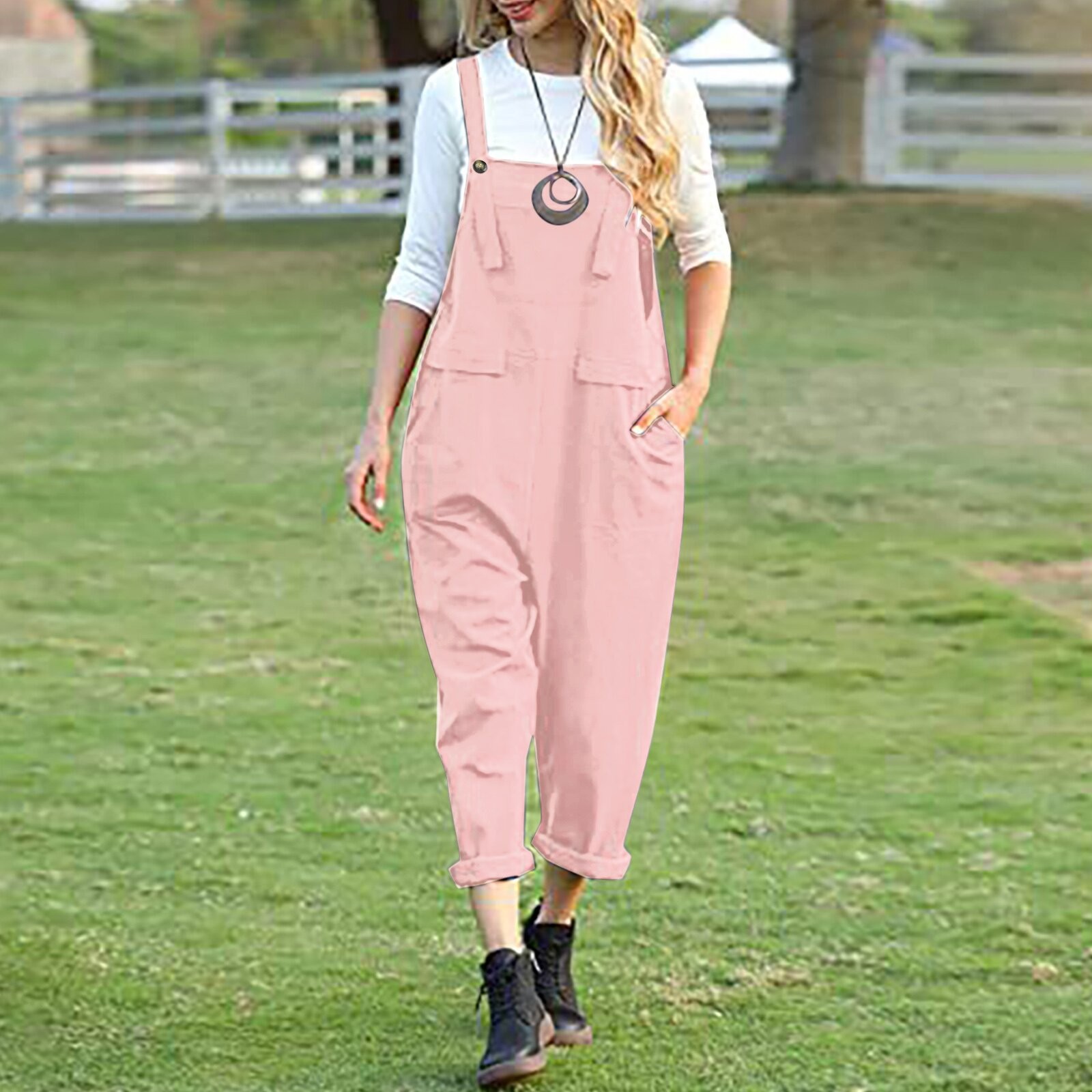 Riforla Baggy Overalls Rompers Jumpsuits Loose with Pocket Casual Long
