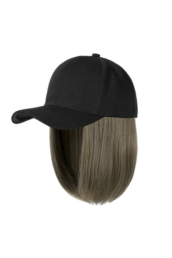 Riforla Baseball Cap with Hair Extensions Straight Short Bob Hairstyle Adjustable Removable Wig Hat for Woman Girl Ash Blonde Mix Blonde Mens Womens Hats G
