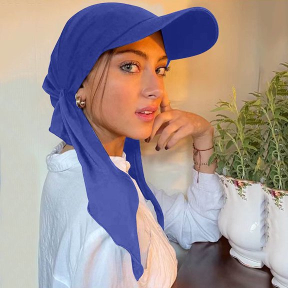 Riforla Baseball Hat Cap Hijab Shawl Simple Fabric Turban Summer Breathable Headscarf Hijab Cap for Women Men Baseball Caps Blue