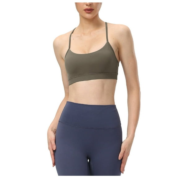Riforla Butterluxe Womens Y Back Sports Bra Padded Racerback Low Impact Spaghetti Thin Strap Workout Yoga Bra Everyday Wear Bras Green XL