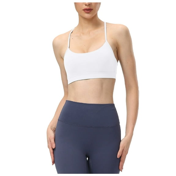 Riforla Butterluxe Womens Y Back Sports Bra Padded Racerback Low Impact Spaghetti Thin Strap Workout Yoga Bra Everyday Wear Bras White XL