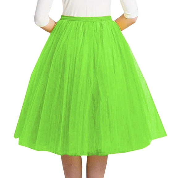 Riforla Carnevale New Women Skirts Knee Length Long Adult Tutu Layered Short Prom Party Midi Skirt Womens Skirts Green One Size