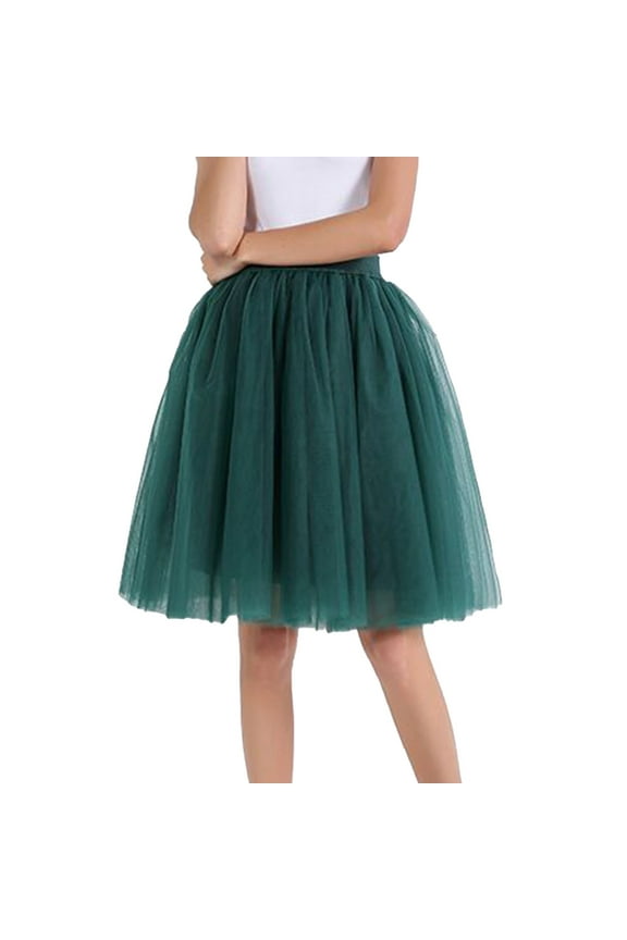 Carnival Women's Tutu Skirt Knee Length Long Adult Tutu Layered Short Prom Party Midi Mesh Skirt Womens Skirts Army Green M