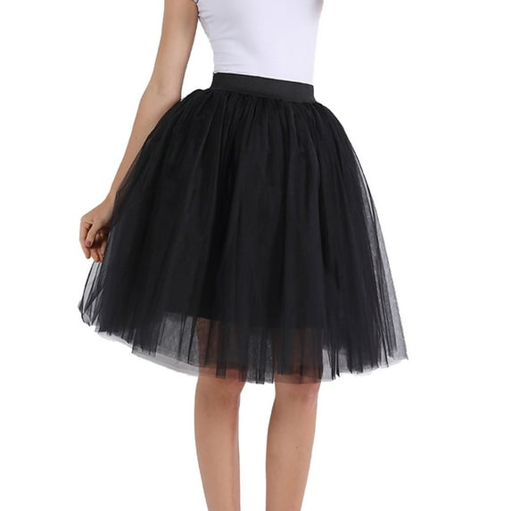 Ediodpoh Carnival Women's Tutu Skirt Knee Length Long Adult Tutu Layered Short Prom Party Midi Mesh Skirt Womens Skirts Black XXL