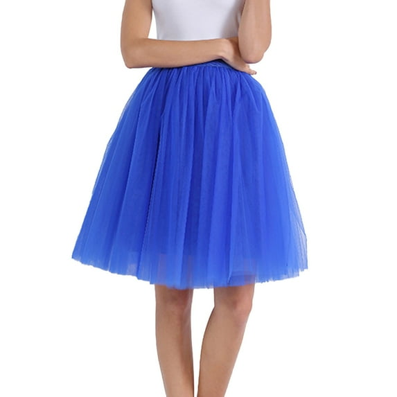 Ediodpoh Carnival Women's Tutu Skirt Knee Length Long Adult Tutu Layered Short Prom Party Midi Mesh Skirt Womens Skirts Dark Blue L