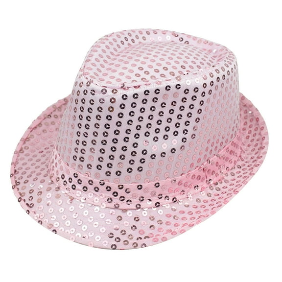 Riforla Carnival Sequined Top Hat Men's Sequined Gentleman's Top Hat Womens Hats Pink
