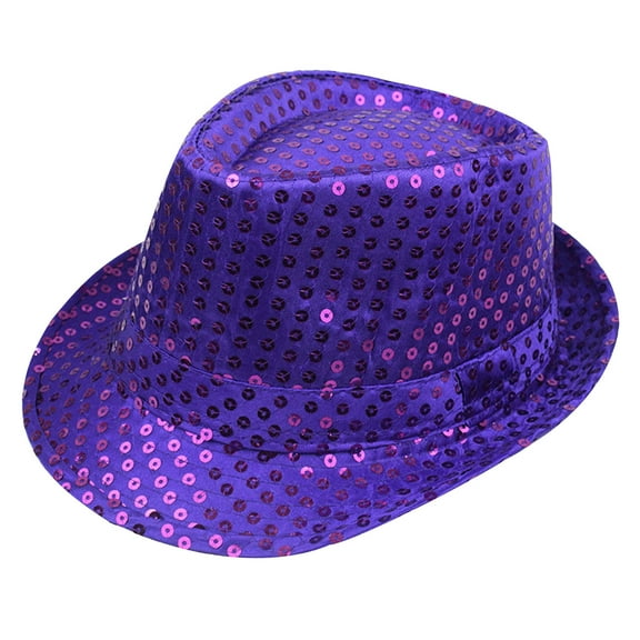 Riforla Carnival Sequined Top Hat Men's Sequined Gentleman's Top Hat Womens Hats Purple