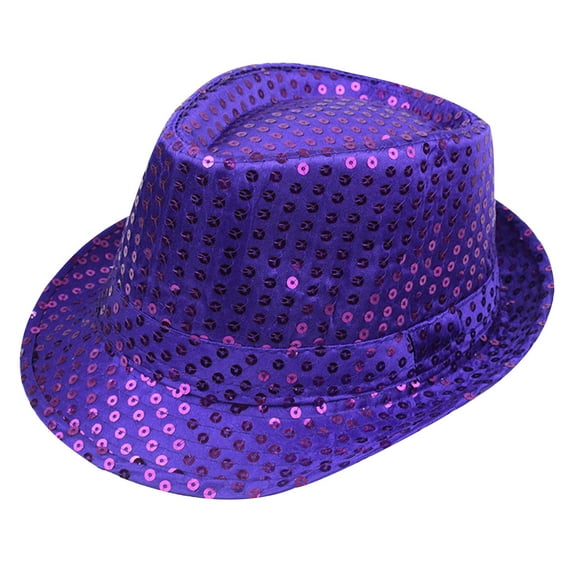 Riforla Carnival Sequined Top Hat Men's Sequined Gentleman's Top Hat Womens Hats Purple