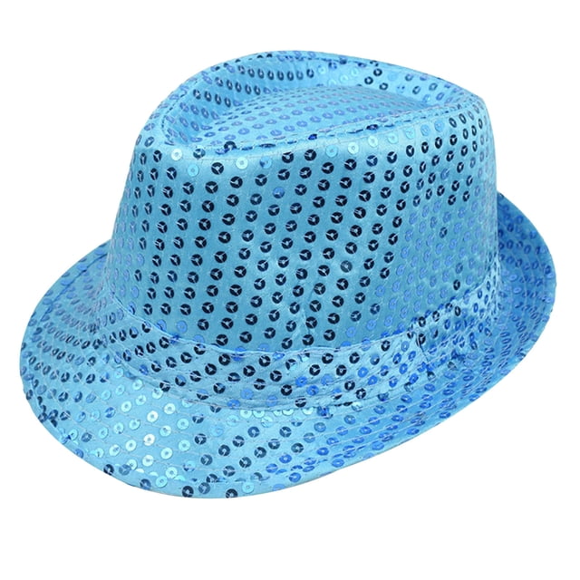 Riforla Carnival Sequined Top Hat Men's Sequined Gentleman's Top Hat Womens Hats Sky Blue