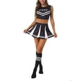 thumbnail image 1 of Riforla Cheerleading Student Sports Day Cheerleading Competition Dress Top Skirt Set Black L, 1 of 7