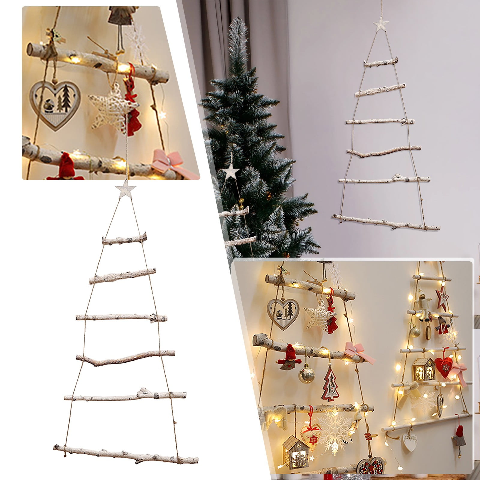 Riforla Christmas Log Hanging Tree Triangle Wall Door Hanging Shopping