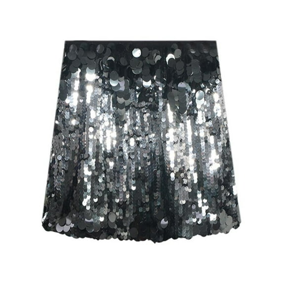 Riforla Colorful Sequin Sparkly Skirt Sexy Hottie Skirts for Women Black One Size