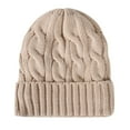 thumbnail image 1 of Riforla Cozy Solid Color Thick Warm Knitted Hat for Fall and Winter Bomber Hats Beige, 1 of 3
