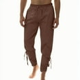 thumbnail image 1 of Riforla with Drawstrings Pants Solid Men's Ankle Pants Banded Men's Pants Brown XL, 1 of 9