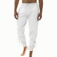 thumbnail image 1 of Riforla with Drawstrings Pants Solid Men's Ankle Pants Banded Men's Pants White L, 1 of 9