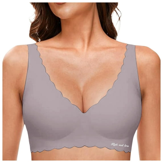 Riforla Deep V Petal Bras for Women No Underwire Soft Wireless Bralettes Comfort Seamless Bras Bras for Women Grey XXL