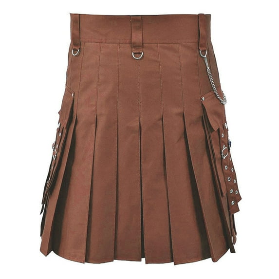 Riforla Design Sense Fashion Trend Scottish Holiday Dress Multi Color Pleated Skirt Brown XXXXXL