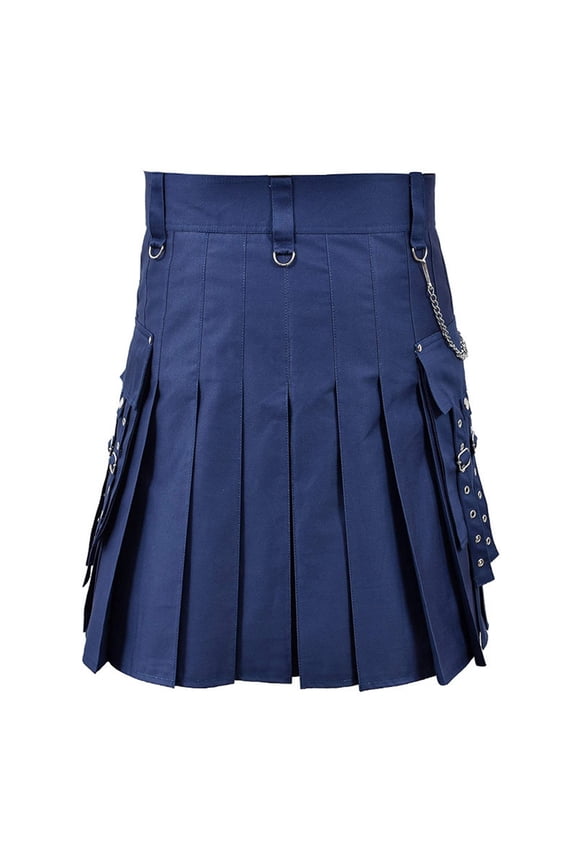 Riforla Design Sense Fashion Trend Scottish Holiday Dress Multi Color Pleated Skirt Navy M