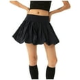 thumbnail image 1 of Ediodpoh Womens Skirts Puff Flared Skirt Solid Color Summer Design Short Skirt Mini Skirts for Women Black XL, 1 of 8