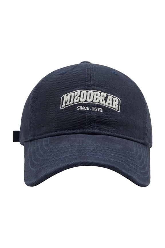 Fall and Winter MIZOOBEAR Sanded Three Embroidery Soft Top Baseball Cap Men's Wide Brim Face Cap Baseball Caps Navy