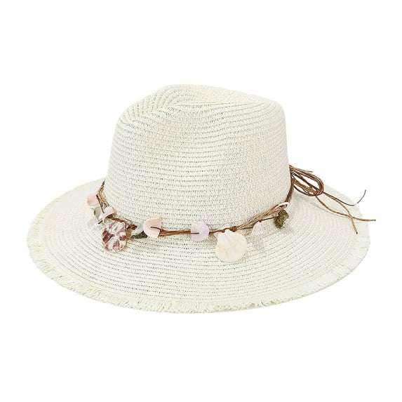 Riforla Fashion Decoration Large Brim Sun Hat Seaside Holiday Straw Hat Sun Hat Summer Hats Light Yellow
