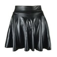 thumbnail image 1 of Ediodpoh Leather Skirt Fashion Lady High Waist Creased Pleated Solid Casual Basic Sun Leather Skirt Womens Skirt Black M, 1 of 4