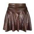 thumbnail image 1 of Ediodpoh Leather Skirt Fashion Lady High Waist Creased Pleated Solid Casual Basic Sun Leather Skirt Womens Skirt Coffee L, 1 of 2