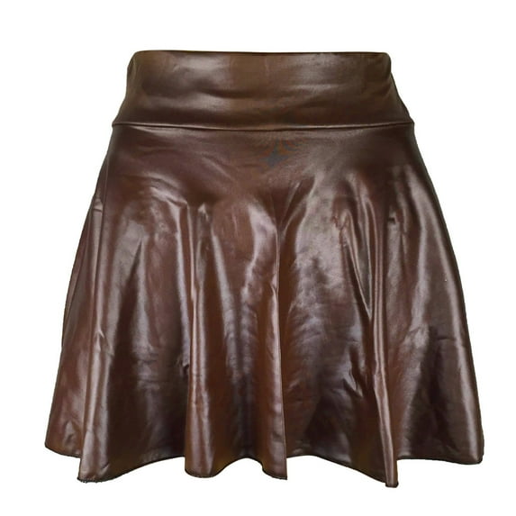 Ediodpoh Leather Skirt Fashion Lady High Waist Creased Pleated Solid Casual Basic Sun Leather Skirt Womens Skirt Coffee M