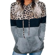 Riforla Fashion Leopard Print Loose Hooded Long Sleeve Sweater Women's Hoodies & Sweatshirts GY1 XXL