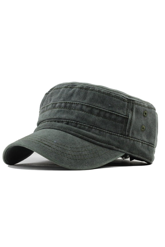 Fashion Outdoor Unisex Casual Cotton Soldier Denim Hat Visor Solid Flat Cap Baseball Caps Green