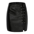 thumbnail image 1 of Fgnfyis Fashion Women Sexy Solid Bandage Short Skirt High Waist Leather Mini Skirt Skirts for Women Trendy Black XL, 1 of 1