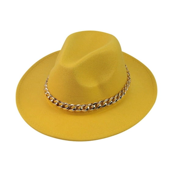 Riforla Fashionable Fedora Fedoras Men Wide for Women Dress Hat Women's and Hats Baseball Caps Sun Hats Yellow M