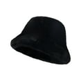 thumbnail image 1 of Riforla Fisherman Hat for Autumn Winter Adjustable Warm Solid Color Bucket Hat for Outdoor Activities Bomber Hats Black, 1 of 3