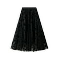 thumbnail image 1 of Ediodpoh Skirts for Women French Style Mesh Splicing Flocking Large Hem A Line Skirt for Women High Waist Design Black One Size, 1 of 2